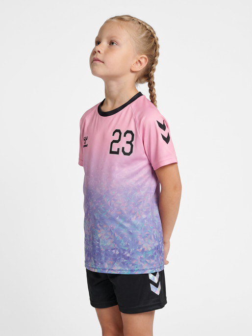 hmlSHIMMER T-SHIRT S/S, PINK NECTAR, model