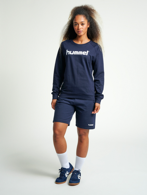 HMLGO COTTON LOGO SWEATSHIRT WOMAN, MARINE, model