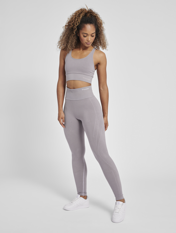 hmlMT FLOW SEAMLESS SPORTS TOP, MINIMAL GRAY, model