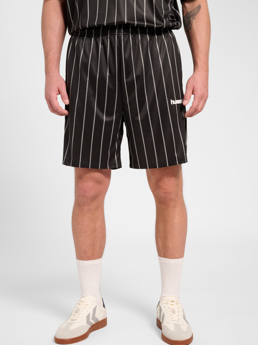 Chevron Pinstripe Shorts, BLACK/WHITE, model
