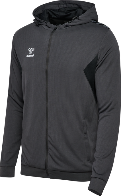 hmlAUTHENTIC PL ZIP HOODIE, ASPHALT, packshot