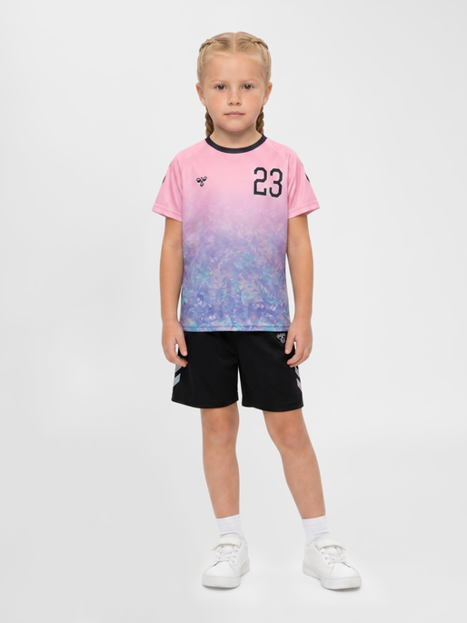 hmlSHIMMER T-SHIRT S/S, PINK NECTAR, model