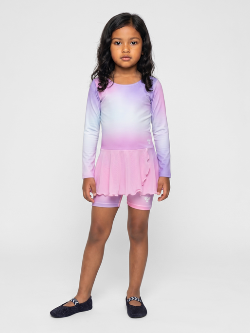 hmlJR GRADIENT SKIRTY GYMSUIT L/S, PASTEL LAVENDER, model