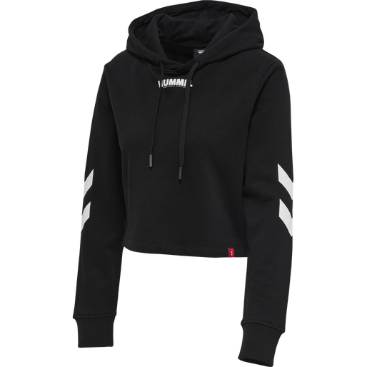 hmlLEGACY WOMAN CROPPED HOODIE, BLACK hmlLEGACY WOMAN CROPPED HOODIE, BLACK, packshot
