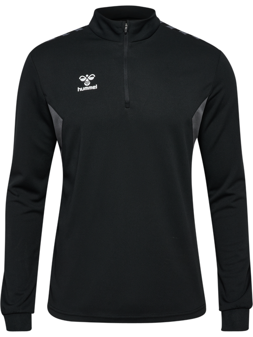 hmlAUTHENTIC HALF ZIP SWEAT, BLACK, packshot