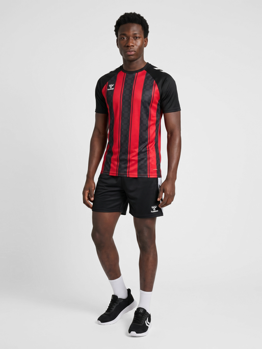 hmlMATCH STRIPED JERSEY S/S, TRUE RED/BLACK, model