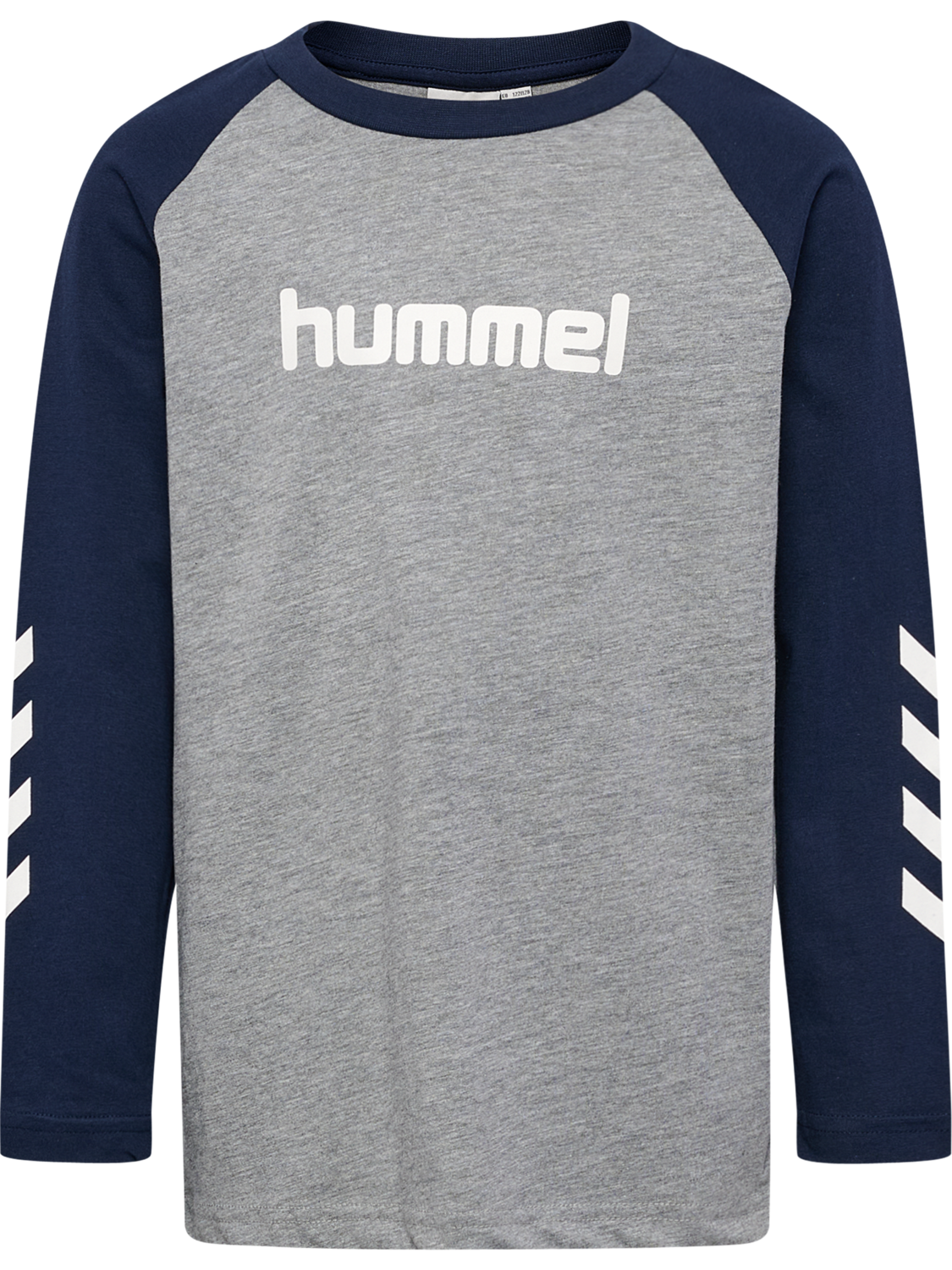 hmlJR LOGO T-SHIRT L/S, GREY MELANGE/DRESS BLUES, packshot