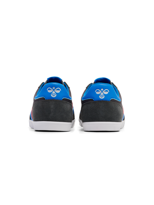 HUMMEL SLIMMER STADIL LOW, CASTLEROCK/RIBBONRED/BRIL BLUE, packshot