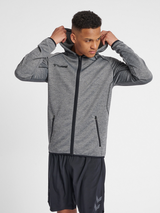hmlAUTHENTIC PRO ZIP HOODIE, GREY MELANGE, model