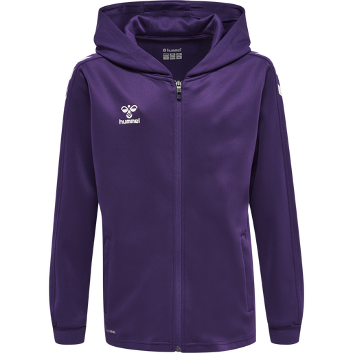 hmlCORE XK POLY ZIP HOOD SWEAT KIDS, ACAI/WHITE, packshot