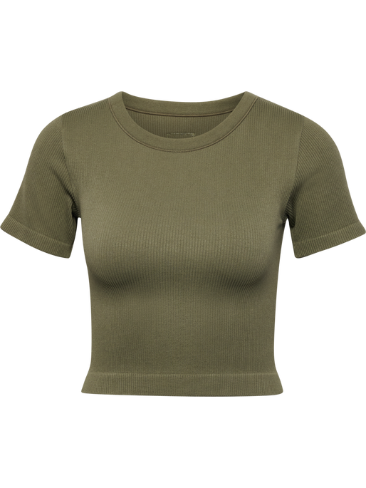 hmlPULSE SEAMLESS RIB W T-SHIRT S/S, DUSTY OLIVE, packshot