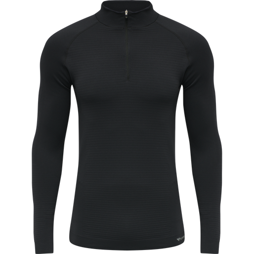 hmlSTROKE SEAMLESS HALF ZIP, BLACK hmlSTROKE SEAMLESS HALF ZIP, BLACK, packshot