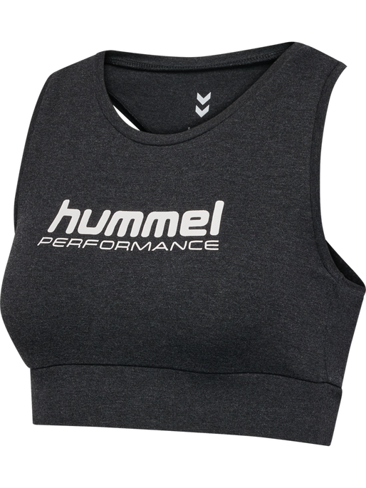 hmlPULSE LOGO LIGHT SUPPORT BRA, BLACK MELANGE, packshot