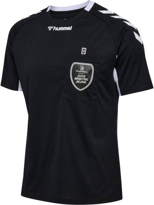 FFHB REFEREE YOUTH JERSEY S/S, BLACK WO SPONSOR, packshot