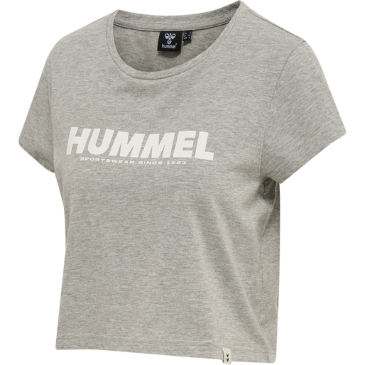 hmlLEGACY WOMAN CROPPED T-SHIRT, GREY MELANGE, packshot