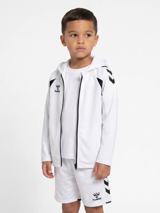 hmlCORE 2.0 ZIP HOODIE KIDS, WHITE/BLACK, model