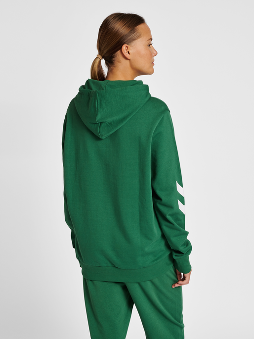 hmlLEGACY LOGO HOODIE, FOLIAGE GREEN, model