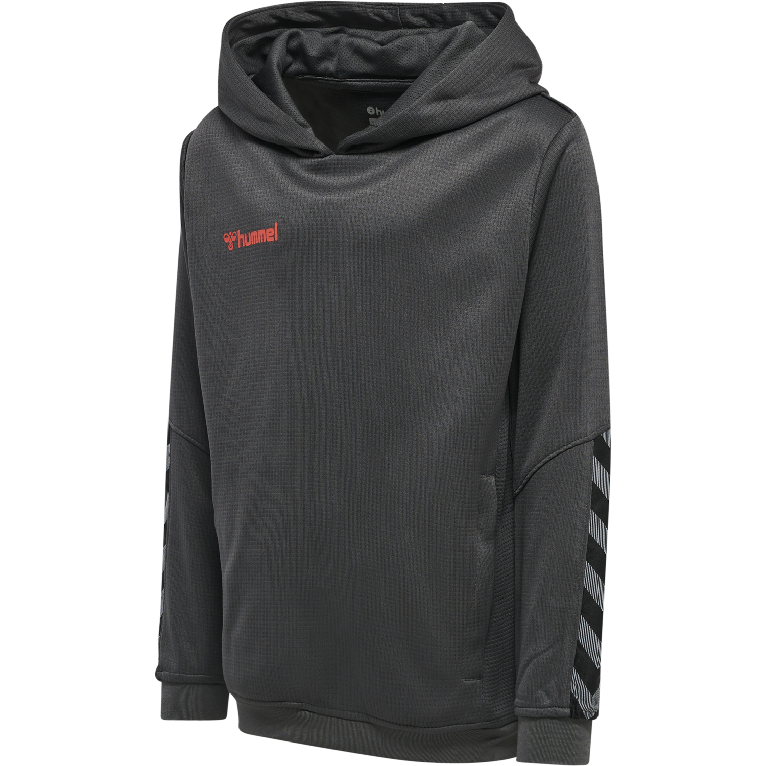 hmlAUTHENTIC KIDS POLY HOODIE, ASPHALT, packshot