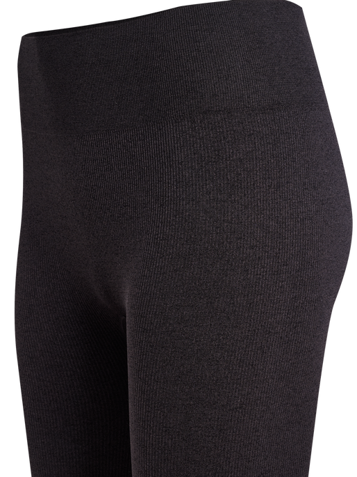 hmlYOGA SEAMLESS RIB MW TIGHTS, BLACK MELANGE hmlYOGA SEAMLESS RIB MW TIGHTS, BLACK MELANGE, packshot