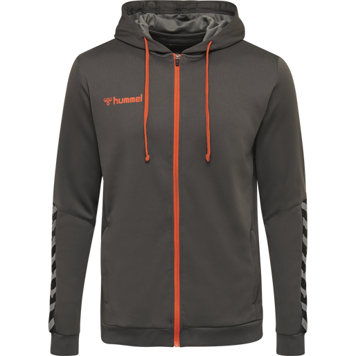 hmlAUTHENTIC KIDS POLY ZIP HOODIE, ASPHALT hmlAUTHENTIC KIDS POLY ZIP HOODIE, ASPHALT, packshot