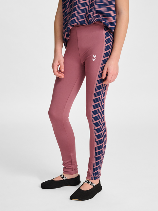 hmlJR MIX MID WAIST TIGHTS, WISTFUL MAUVE, model