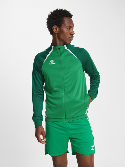 hmlLEAD 2.0 TRACK ZIP JACKET, JELLY BEAN/EVERGREEN, model