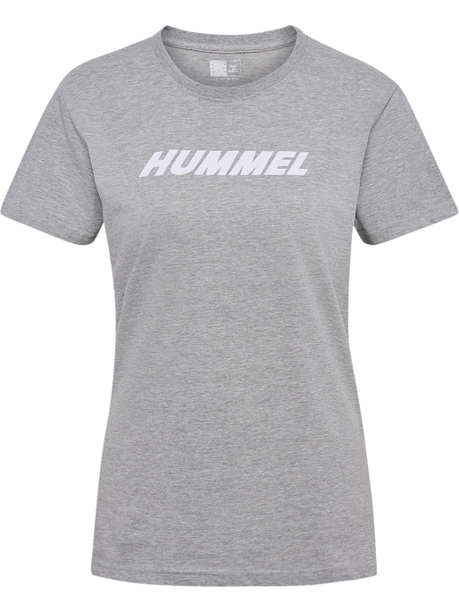hmlELEMENTAL LOGO COTTON TEE WOMAN, GREY MELANGE, packshot