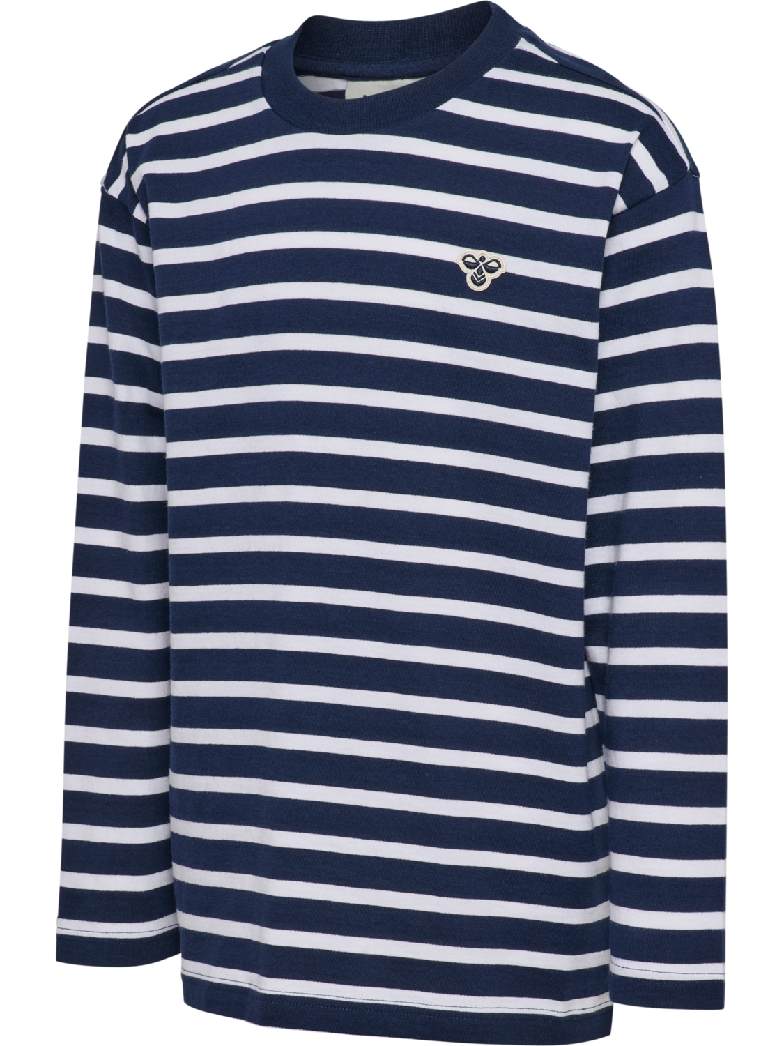 hmlJR LOOSE STRIPE T-SHIRT L/S BEE, DRESS BLUES/WHITE, packshot