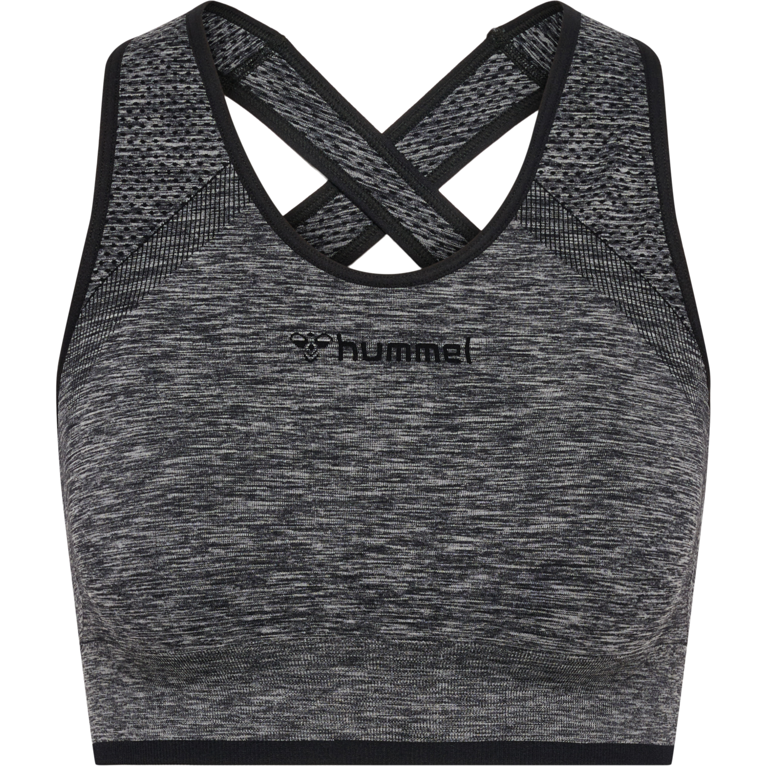 hmlMT UNA SEAMLESS SPORTS TOP, BLACK MELANGE, packshot