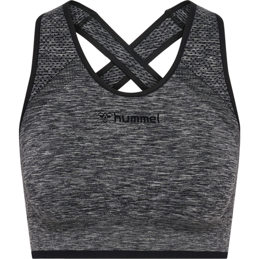 hmlMT UNA SEAMLESS SPORTS TOP, BLACK MELANGE hmlMT UNA SEAMLESS SPORTS TOP, BLACK MELANGE, packshot