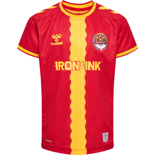 CSC 22/23 HOME JERSEY S/S KIDS, TRUE RED/SPORTS YELLOW W/SPONS, packshot