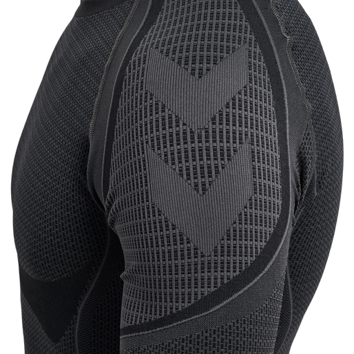 hmlMT OLLI SEAMLESS T-SHIRT L/S, BLACK/ASPHALT MELANGE, packshot