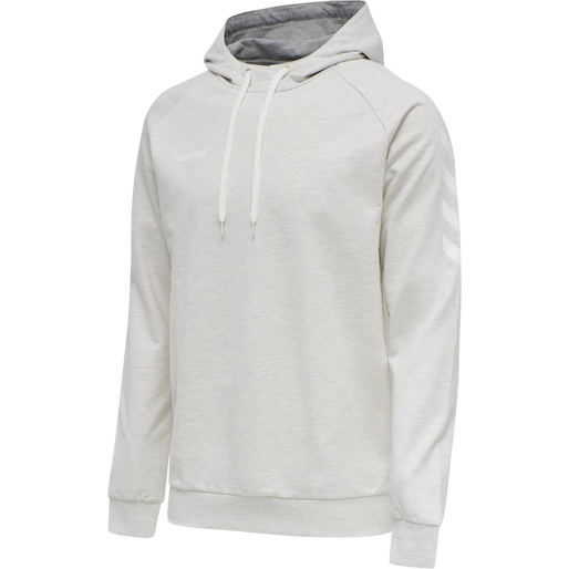 HMLGO COTTON HOODIE, EGRET MELANGE HMLGO COTTON HOODIE, EGRET MELANGE, packshot