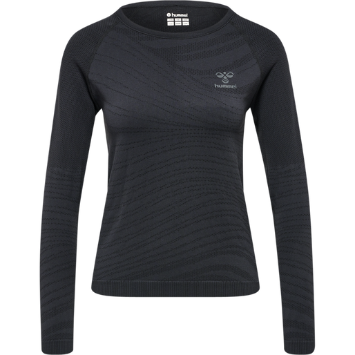 hmlONGRID SEAMLESS L/S WO, JET BLACK/FORGED IRON, packshot