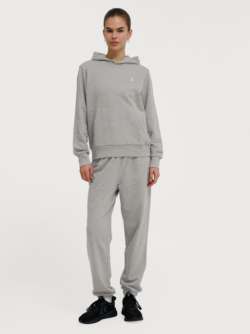 hmlPULSE W SWEAT HOODIE, GREY MELANGE, model
