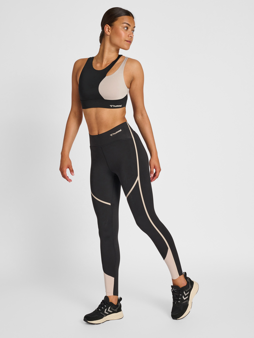 hmlMT RIGA SPORTS BRA, BLACK/CHATEAU GREY, model