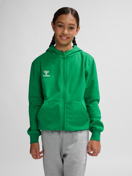 hmlGO 2.0 ZIP HOODIE KIDS, JELLY BEAN, model