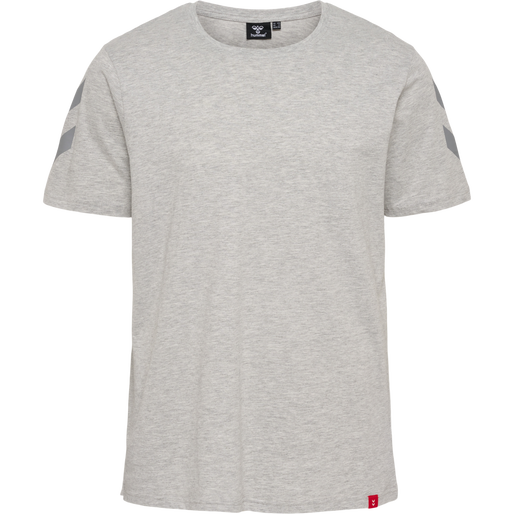 hmlLEGACY CHEVRON T-SHIRT PLUS, GREY MELANGE, packshot