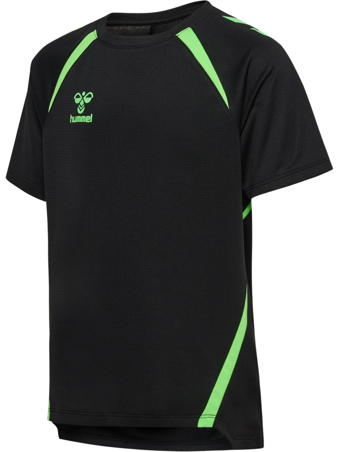 hmlLEAD 2.0 JERSEY S/S KIDS, BLACK/GREEN GECKO, packshot