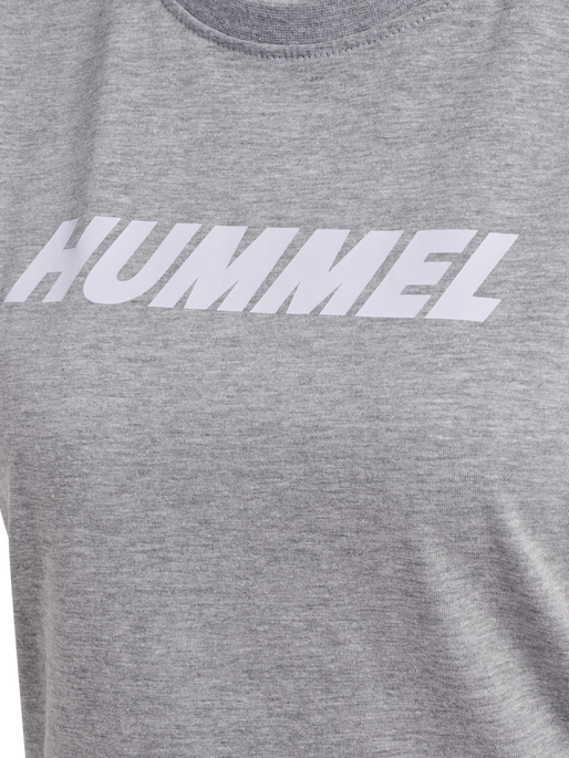 hmlELEMENTAL LOGO COTTON TEE WOMAN, GREY MELANGE, packshot