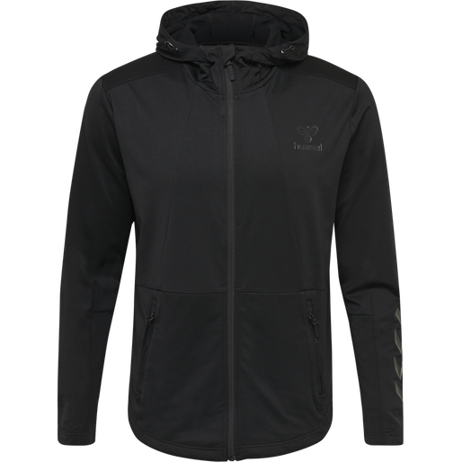 hmlASTON ZIP HOODIE, BLACK hmlASTON ZIP HOODIE, BLACK, packshot