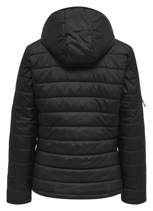 hmlNORTH QUILTED HOOD JACKET WOMAN, BLACK/ASPHALT, packshot