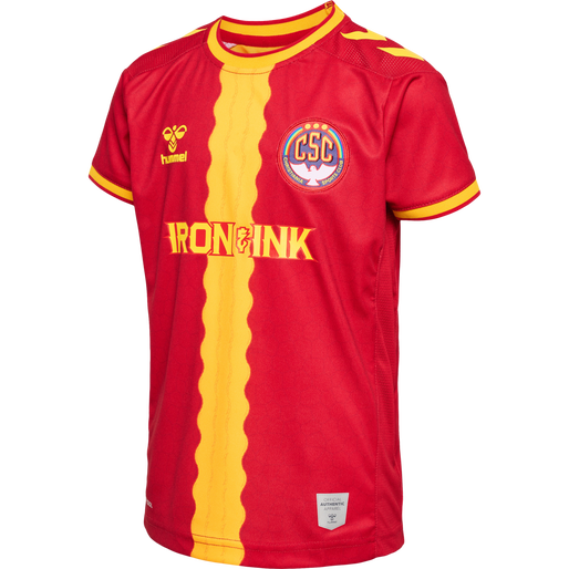 CSC 22/23 HOME JERSEY S/S KIDS, TRUE RED/SPORTS YELLOW W/SPONS, packshot