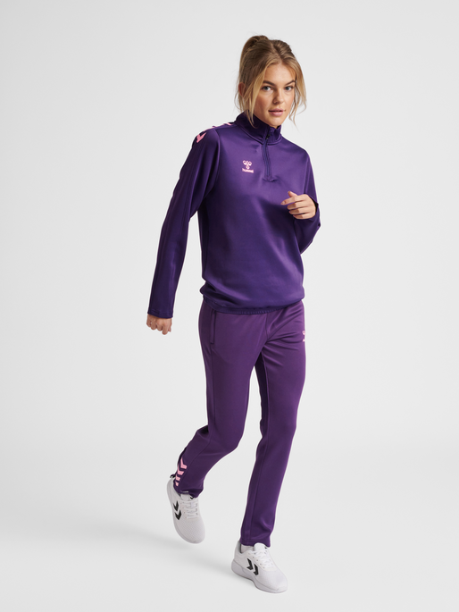 hmlCORE XK HALF ZIP SWEAT WOMAN, ACAI, model