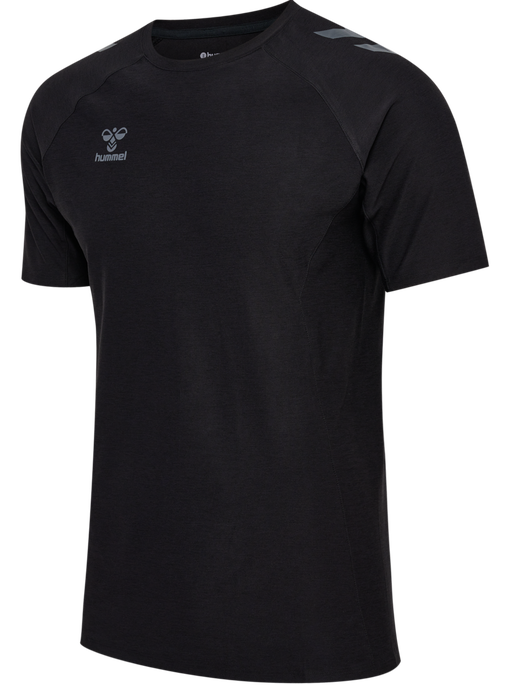 hmlCIMA 2.0 JERSEY S/S, BLACK MELANGE hmlCIMA 2.0 JERSEY S/S, BLACK MELANGE, packshot