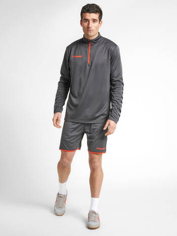 hmlAUTHENTIC HALF ZIP SWEATSHIRT, ASPHALT, model