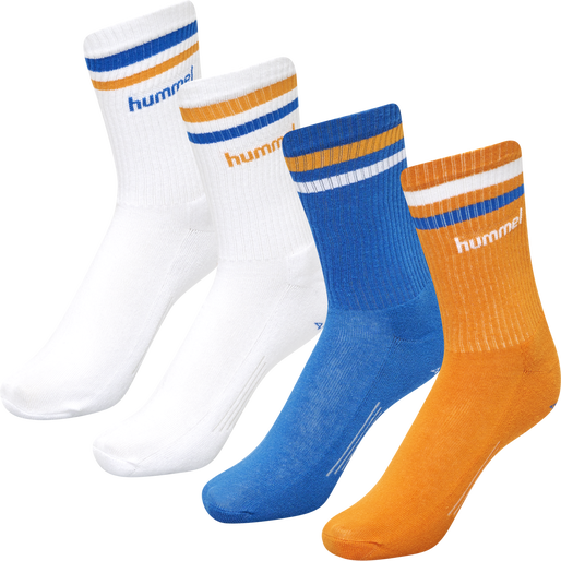 hmlRETRO 4-PACK SOCKS MIX, WHITE/BLUE/YELLOW, packshot