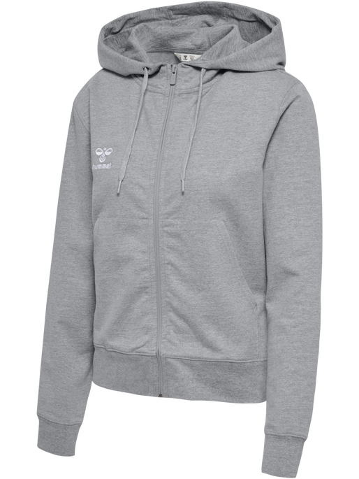 hmlGO 2.0 ZIP HOODIE WOMAN, GREY MELANGE, packshot