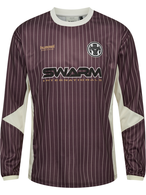 hmlLOOSE JERSEY LS STRIPE TOPSCORER, VINEYARD WINE, packshot