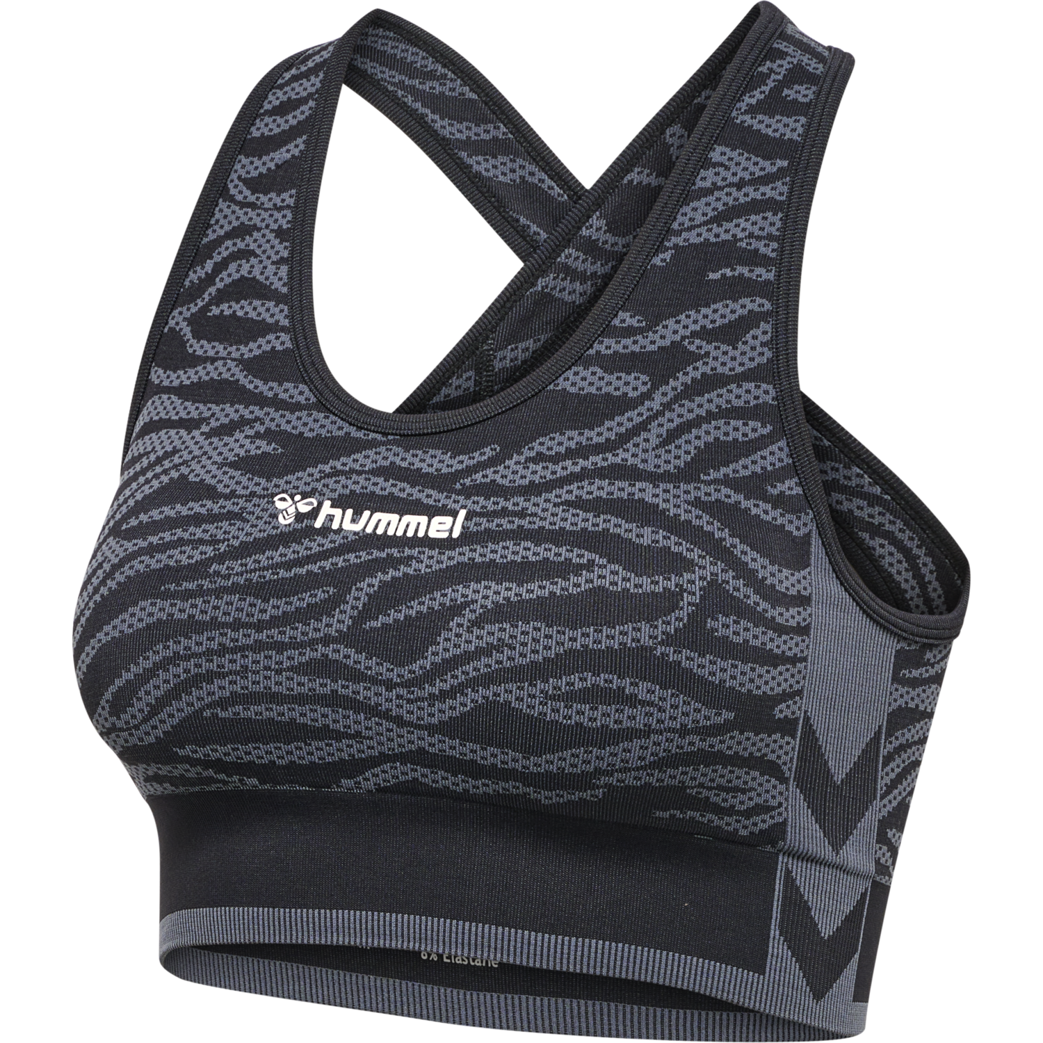 hmlMT SAGA SEAMLESS SPORTS TOP, BLACK/ASPHALT MELANGE, packshot